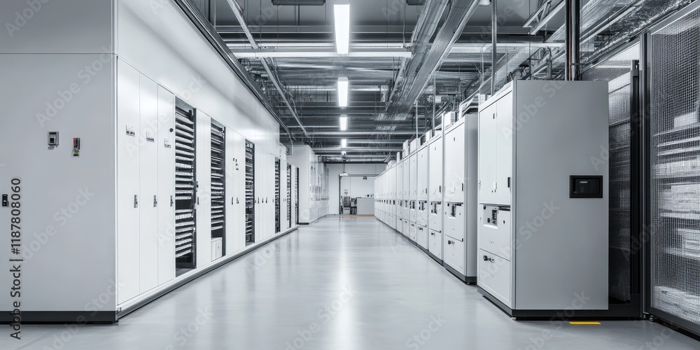 Poster an advanced data archiving facility featuring automated systems that guarantee efficient storage and