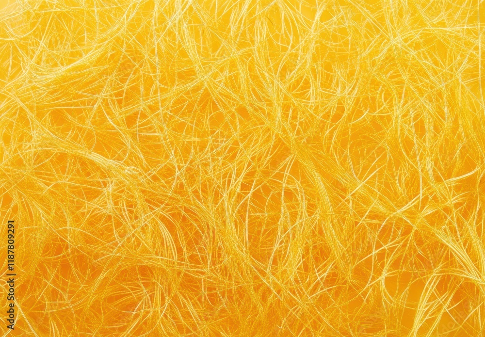 Poster abstract background of bright yellow strands resembling fine hair or fibers, creating a vibrant and 