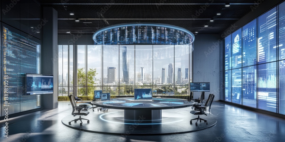 Poster a high-resolution data processing hub equipped with advanced ai tools, ensuring efficient and precis