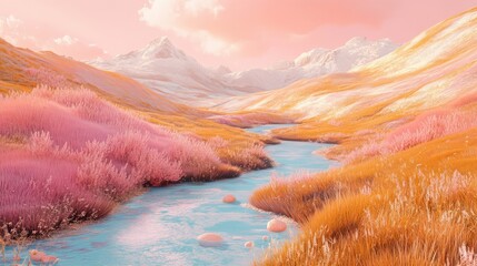 Dreamy 3D Landscape Rendering
