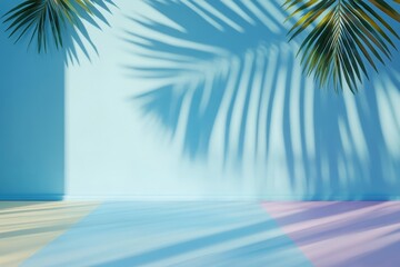 Palm shadow studio wall pastel floor summer background
