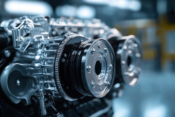 Fototapeta premium Automobile car gearbox with toothed wheels.