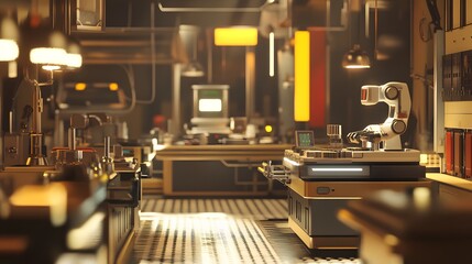 Futuristic Laboratory Robot Performs Precise Automated Tasks