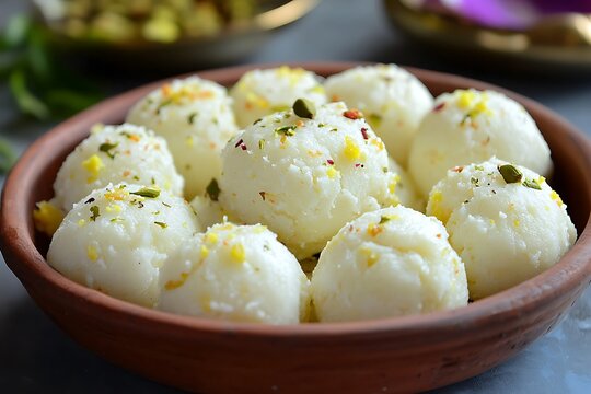 Bengali Mithai Kacha Gola served in a bowl