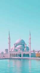 Naklejka premium Ramadan Post Background Mosque Wallpaper