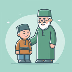 vector image of a Muslim family