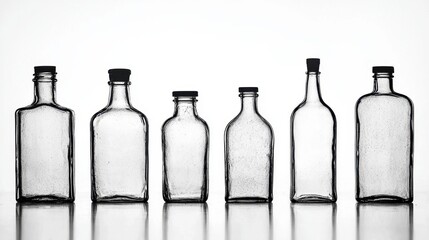 Glass Bottles in Silhouette Against a Bright Background for Minimalist or Artistic Themes