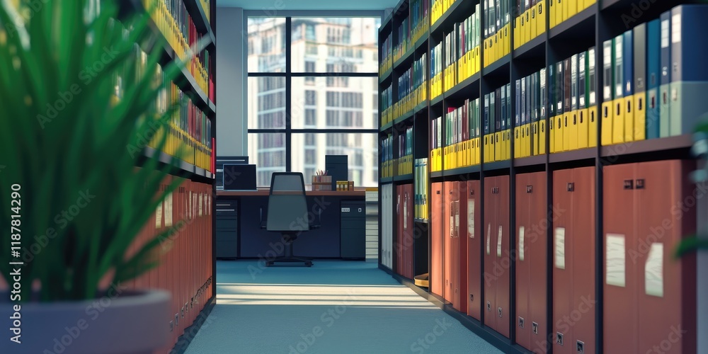 Aufkleber A corporate professional organizing both digital and physical files, ensuring an efficient workspace while maintaining focus and detail orientation.