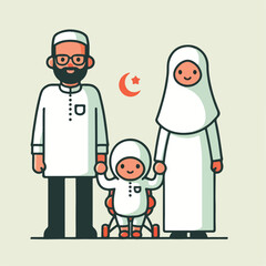 vector image of a Muslim family