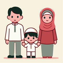 vector image of a Muslim family