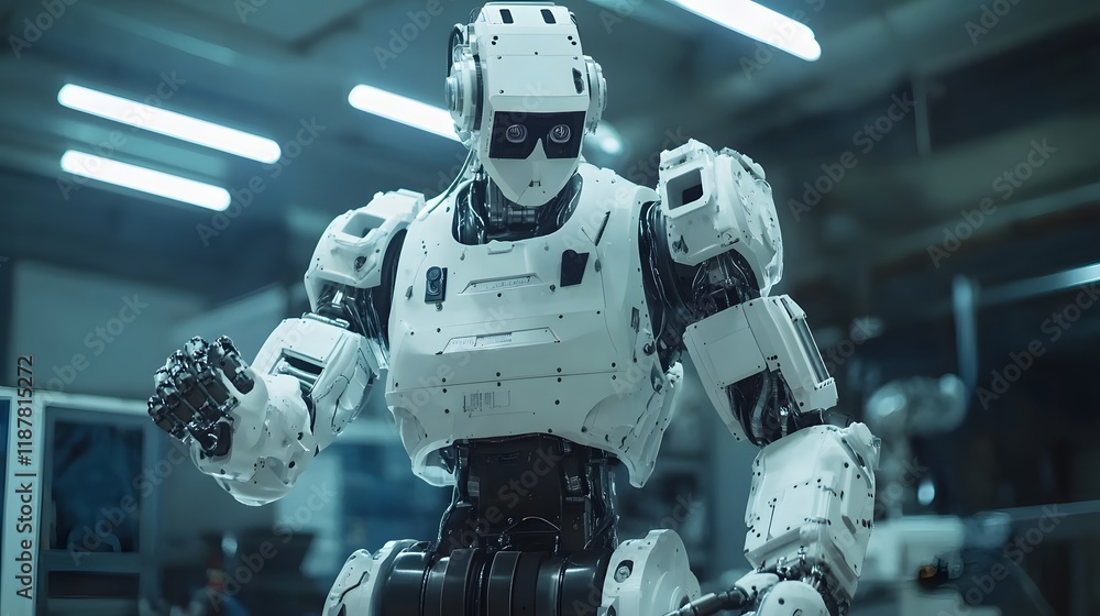 Poster advanced robotic unit in industrial setting