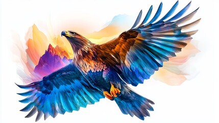 Obraz premium Majestic Eagle Soaring Over Dramatic Mountainscape