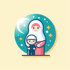 vector image of a Muslim family