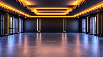 Spacious Minimalist Room with Celestial Light Filter