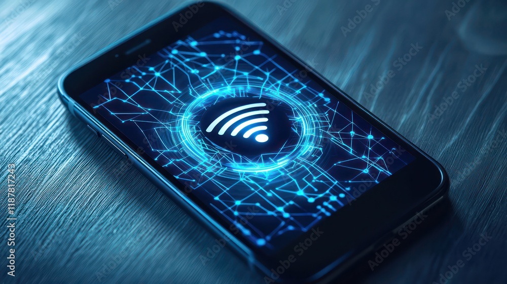 Poster connecting securely through vpn, a user emphasizes encrypted communications on their phone.