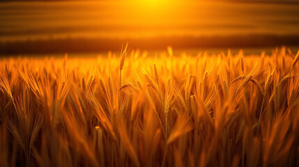 Fototapeta premium Golden Wheat Field at Sunset