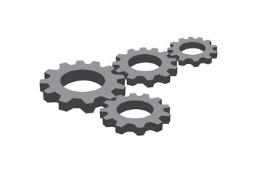gear vector icon set and automotive gear, machine gears illustration isolated on white background. teamwork and industrial machinery for engineering projects and machinery function.