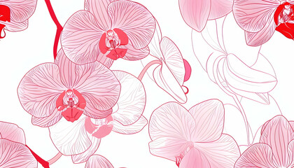 Illustration Pink Orchid Flowers Blossom Floral Background
