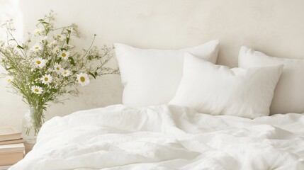 Cozy guest bedroom with simple white decor and soft quilt for relaxation