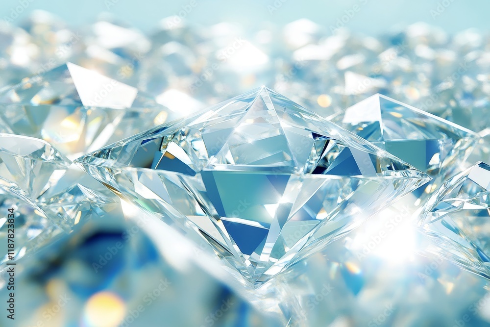 Poster sparkling array of pristine diamonds reflecting light in a brilliant display
