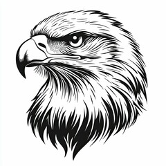 Obraz premium Majestic Eagle Head: A Black and White Ink Drawing of a Powerful Bird of Prey