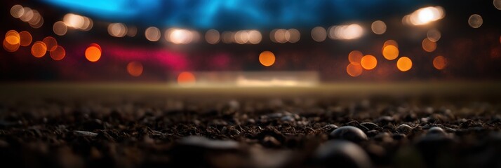 A mesmerizing view of a football field, beautifully illuminated with bokeh lights, showcasing the anticipation and excitement of the game about to unfold.