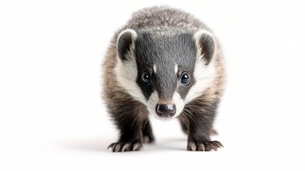 Fototapeta premium Young European Badger Approaching the Camera in a Natural Setting