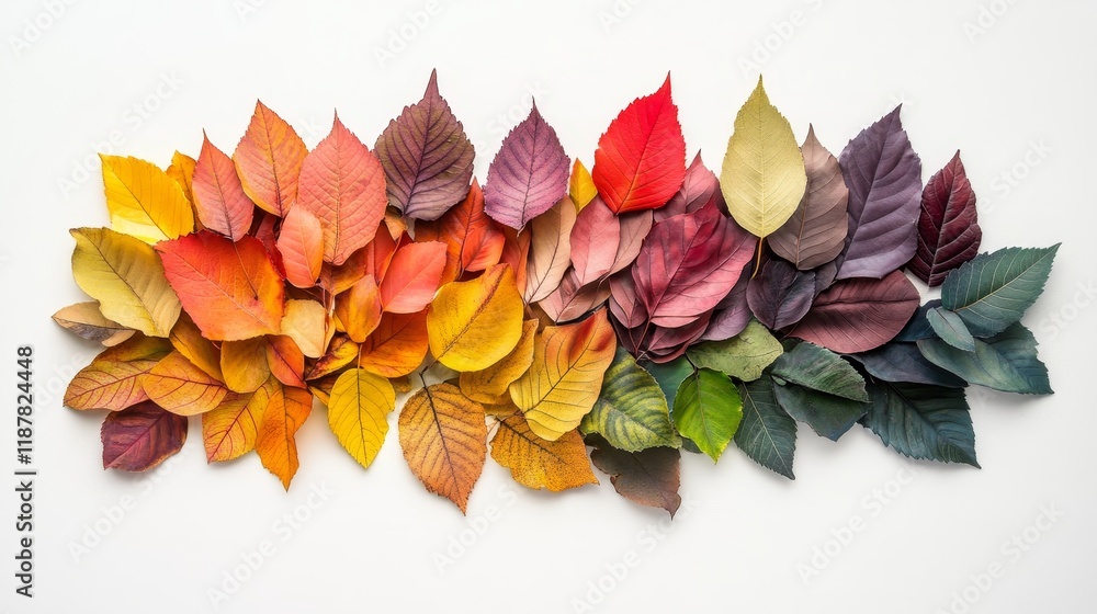 Poster diverse array of autumn leaves displayed in a stunning color spectrum