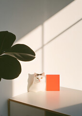 cat sitdown and have shadow