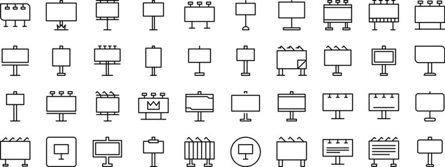 Set of Street Banner Related Line Icons. Outline Signs for Graphic and Web Design, Apps, Adverts, Various Cards