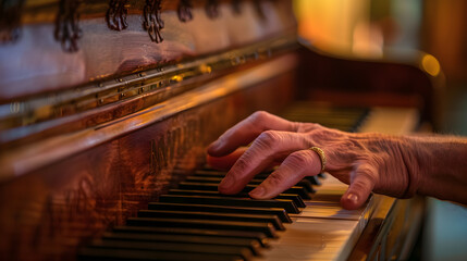 hands playing the piano
