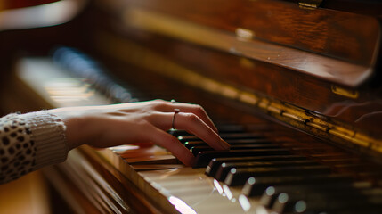 hands playing the piano