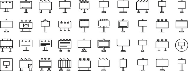 Street Banner Line Icon Bundle. Outline Signs for Graphic and Web Design, Apps, Adverts, Various Cards