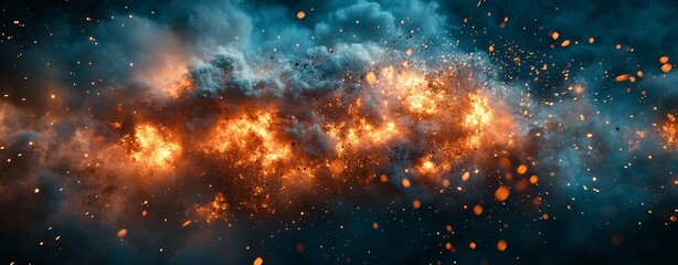 Naklejka premium Dramatic Explosion with Smoke and Sparks