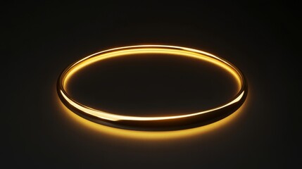 Ethereal golden arc light streak against dark background, glowing curved line effect, luminous ring shape, soft ambient glow, minimal elegant design, ultra high detail render, smooth gradient