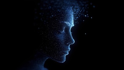 Ethereal portrait of a woman digital art abstract environment mystical atmosphere side view conceptual representation
