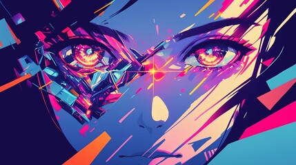 サイバー要素のある女の子のイラスト15