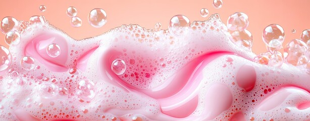 Pink Soap Foam and Bubbles Abstract Background