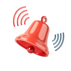icon 3d render, A ringing alarm bell, indicating alerts  isolated on a transparent background