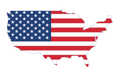 US America map and national flag, vector illustration.