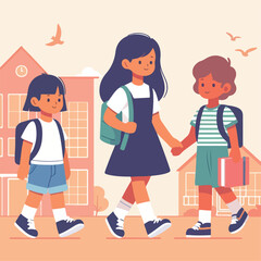 vector image of school children