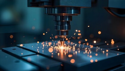 A high-tech metalworking CNC milling machine in action, showcasing precision machining and advanced technology in modern manufacturing