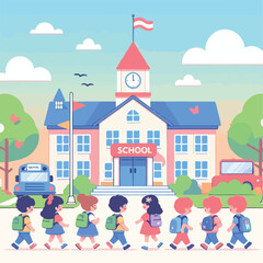 Fototapeta premium vector image of school children