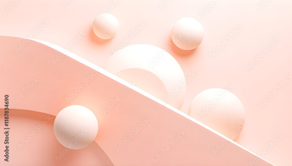 Poster A composition of geometric 3D smooth pastel shapes arranged in an abstract layout, set against a soft and light color palette, evoking a modern and tranquil aesthetic