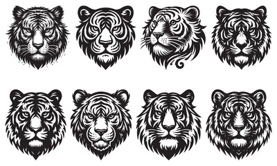 Tiger head sketch hand drawn in doodle style Vector illustration cartoon