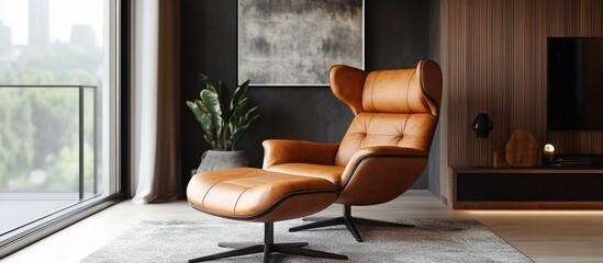 Luxurious Leather Lounge Chair in Modern Apartment