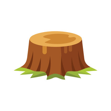 recommend clip art: Tree stump isolated flat vector illustration on white background