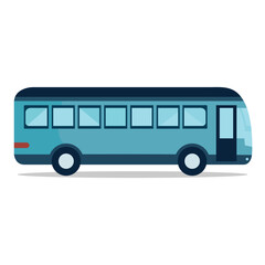 Blue bus vector flat illustration design, blue bus clip art, side view
