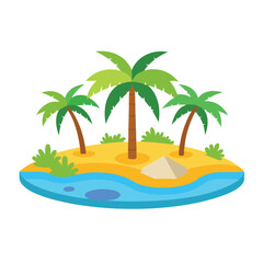 Tropical oasis isolated flat vector illustration on white background