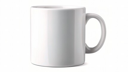 Empty White Mug Filled with Coffee Isolated on White Background